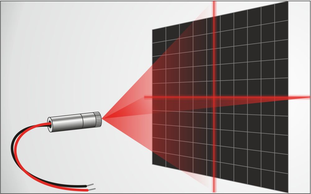 Cross laser module BRIGHT RED 20 mW, adjustable focus