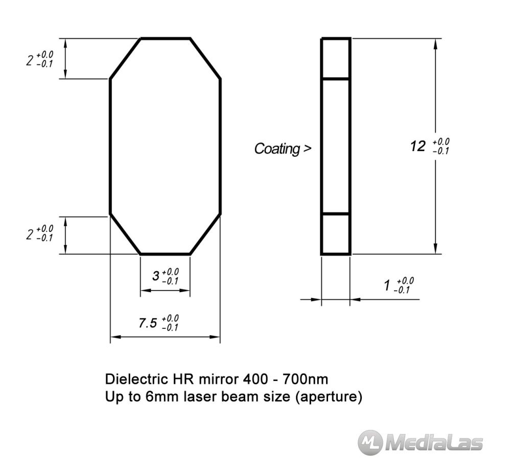 Galvospiegel 7,5x12x1mm dielektrisch 400-700nm