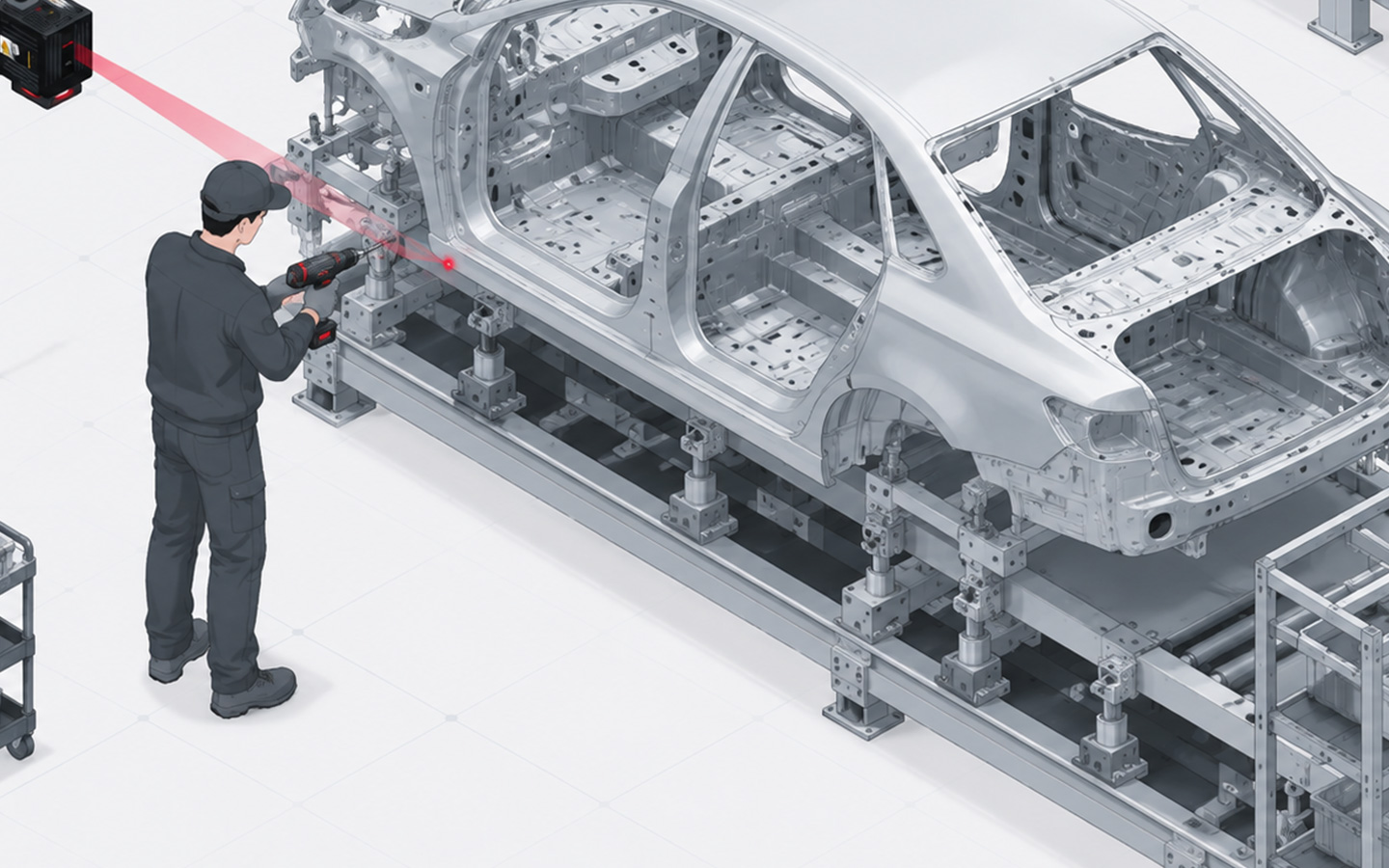 Lasser setup for automotive