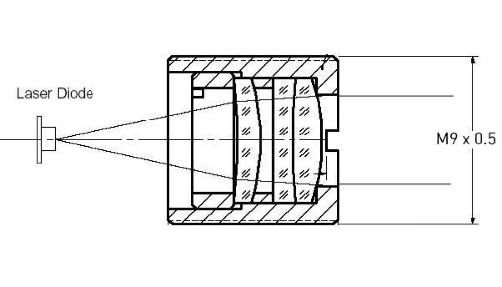 Glass collimating lens for Laser diodes, M9 x 0.5