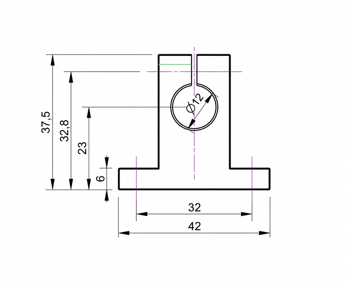 Mounting block for 12mm line and cross laser modules