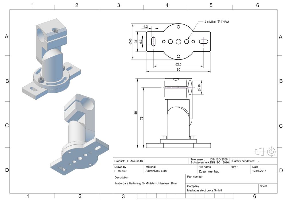 Line laser mount for 18mm modules