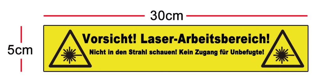 Laser safety area sticker 300 x 50mm, in German