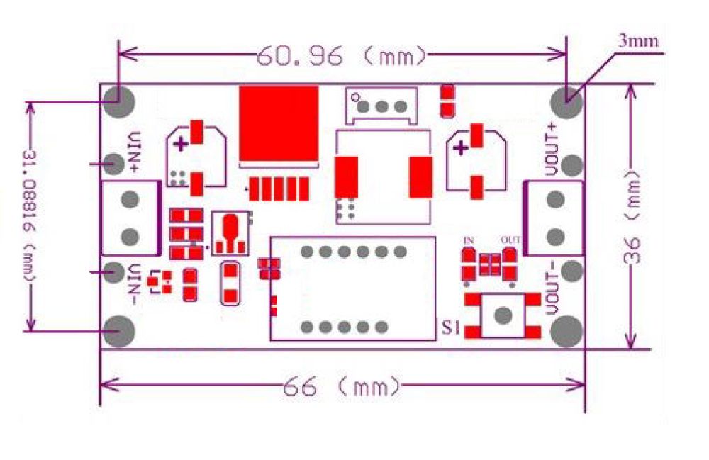 DC/DC "StepDown XL" Schaltregler, Ausgang 1.5 - 35VDC, mit Spannungsanzeige